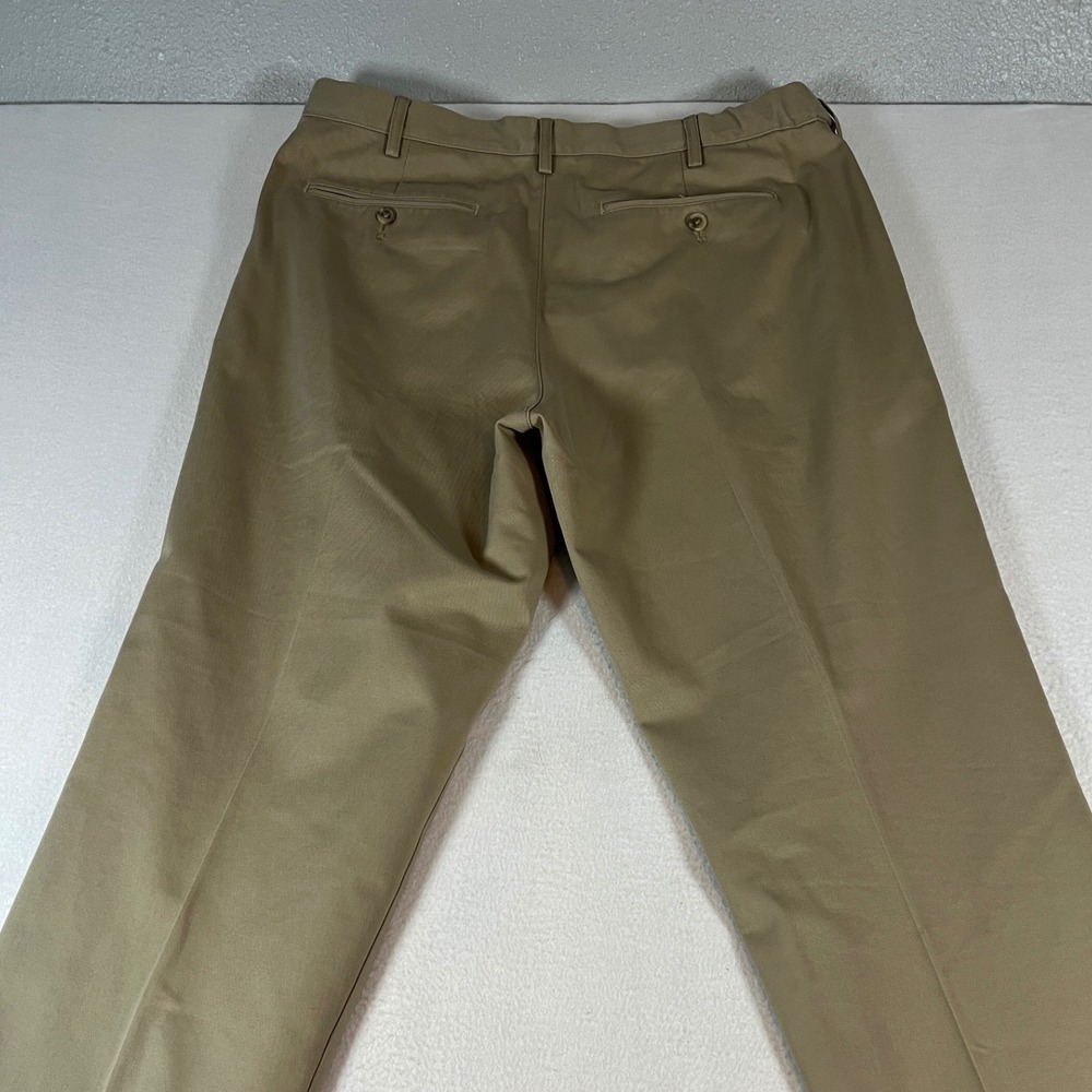 Lands End Chinos Men 38 Tan Excellent Pleated Traditional Fit Cotton Khaki Pants - Picture 3 of 7
